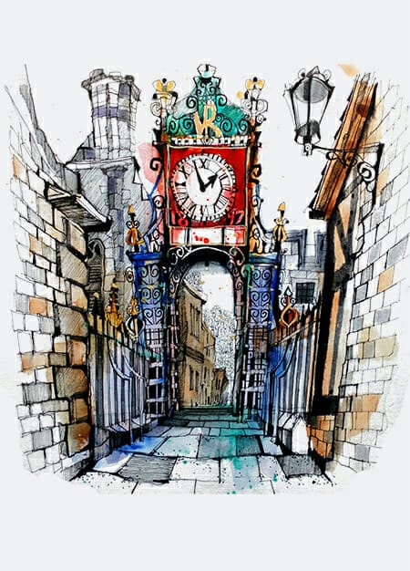 Eastgate clock chester certified course urban sketch