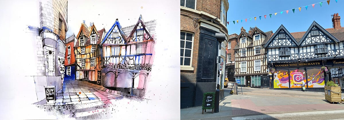 urban sketching shrewsbury - Tanners