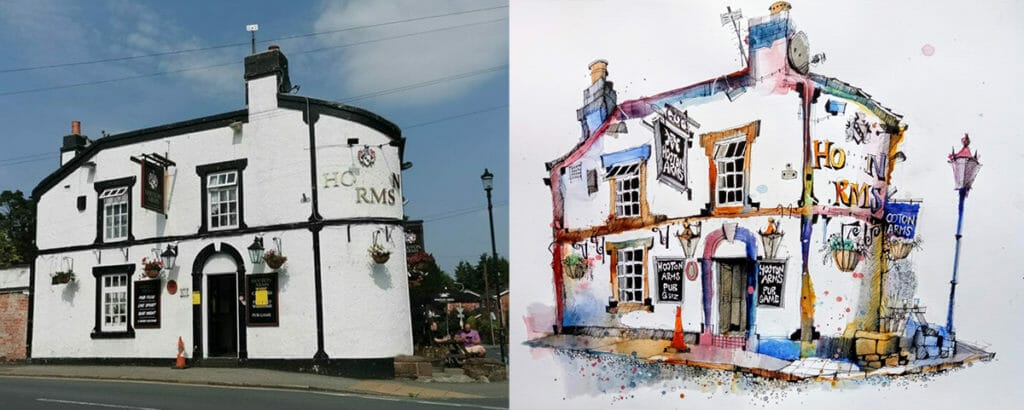 Urban Sketch Pub Crawl Hooton Arms, Eastham