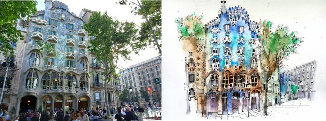 Casa Batllo Finished Sketch Ian fennelly