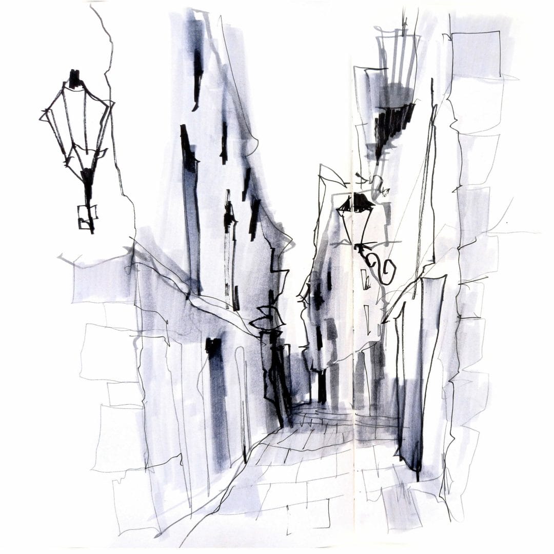 Street Quick Sketch photograph of bridge sketch