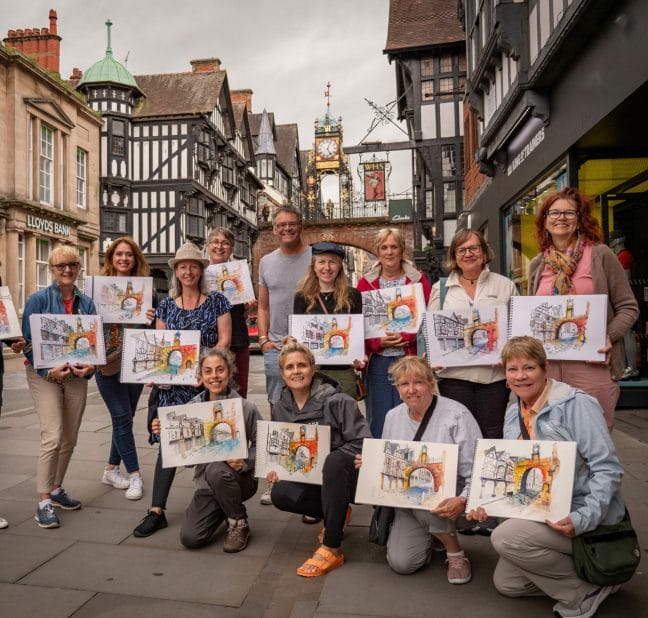 Ian Fennelly. Chester Cross Urban Sketch art