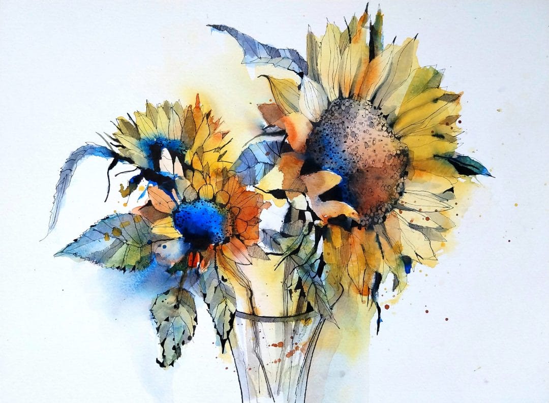 Sunflower Sketch Finished Image Ian fennelly